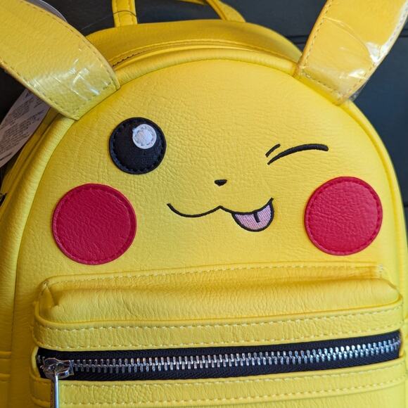 NWT Loungefly x Pokemon Pikachu Winking Face Backpack & You're A Catch Lip Mask - Picture 3 of 11
